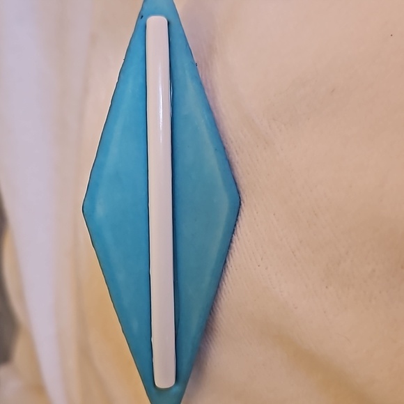 Vintage Atomic Mod Made in Taiwan Wood Turquoise Color Barrette - Picture 3 of 6